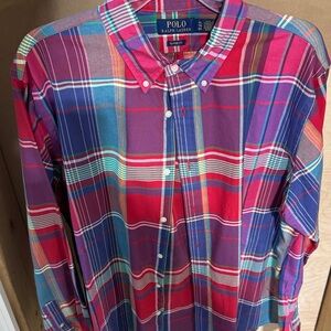 Polo by Ralph Lauren Pink, Red & Blue Plaid Button-Down Shirt